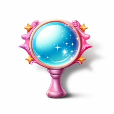 cute semi-realistic 3d magical mirror clipart, isolated on white background