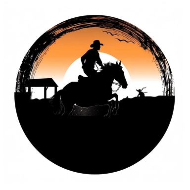 western rodeo barrel race minimalist silhouette tattoo desing clipart