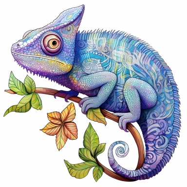 chameleon, Clipart, detailed, white background