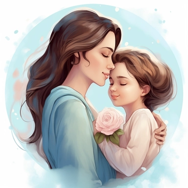 mothers Day clipart, mother and daughter's images, mother kissing her daughter on forehead, HD, Beautiful