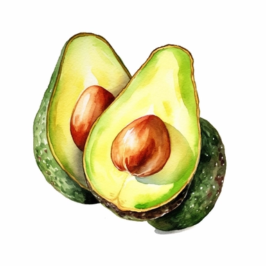 watercolor clipart of avocado