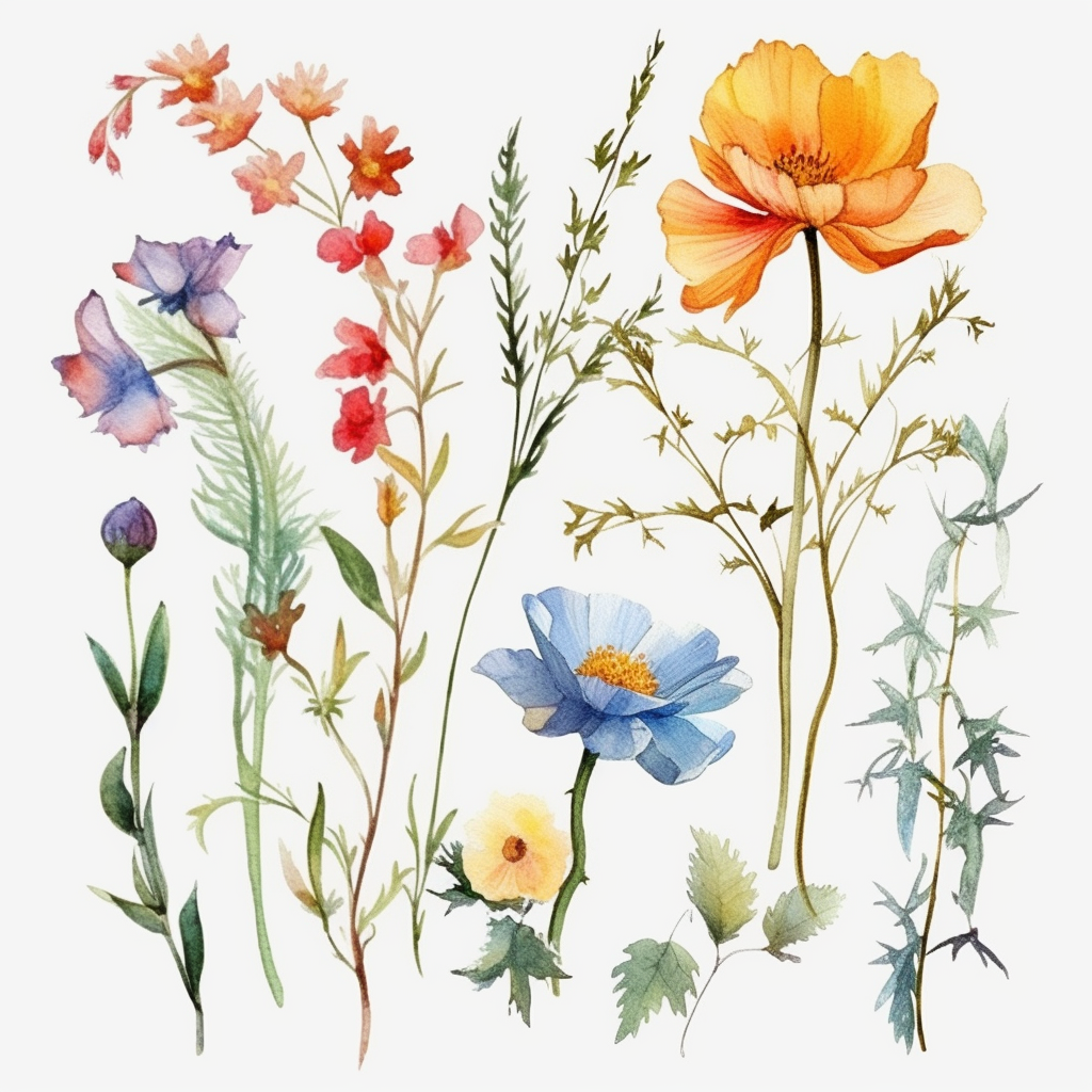 wild flowers clip art watercolor - Clip Art Library