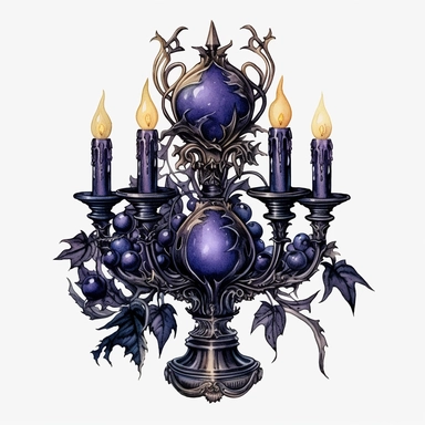 Watercolour dark fantasy black royal gothic deadly nightshade candelabra with deadly nightshade lantern and dark magic gothic books magnificent details PNG image,ultra highly detailed, 18k, sharp focus, bright photo with rich colours digitally enhanced, enhanced graphics, straight, sharp focus, bright lighting, intricate detailed png image ,high definition,300dpi,graphic clipart,computer graphics