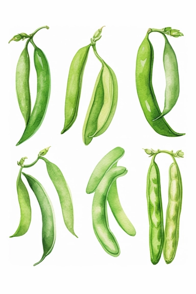 green bean watercolor clipart cute isolated on white background