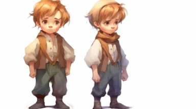 Watercolor , illustrations clipart, frontal close uo on white background , cute little boy  Hansel EDIM ( hansel character from the hansel and gratel fairy tale) in poor clothing,