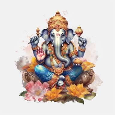 realistic watercolor ganesh clipart illustration