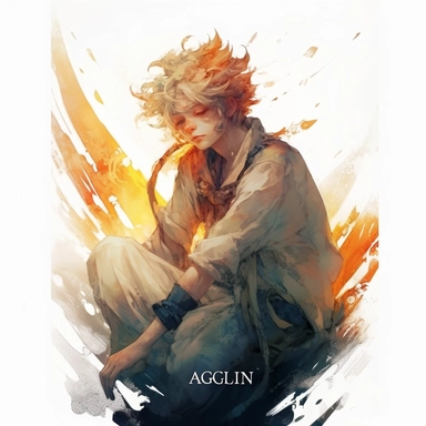 a hadsome relistic angle man, alchemy of the soul, Takehisa Yumeji's art style, soft, glowing watercolour clipart, isolated clipart, white background