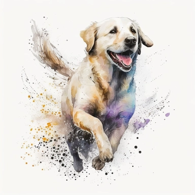 watercolor and pencil dog very handsome, dog, full body playing and smiling, and having fun on the white background Clipart Sublimation, a full body of a beautiful dog, having fun, enjoying his time with the ultimate details