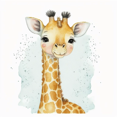 Giraffe little animal clipart, baby portrait cub, kids cute, nursery art, baby-shower PNG, Transparent backgraund