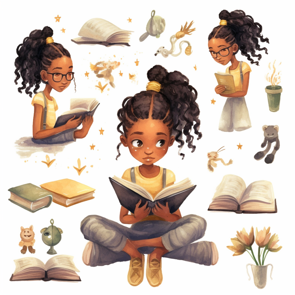 girl studying clipart