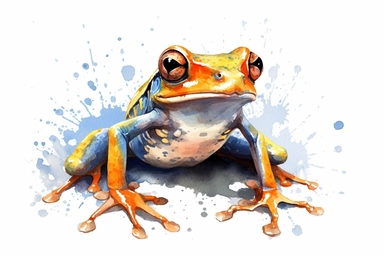Watercolor, Pool Frog Amphibian, clipart, hd, on a white background, spaced out