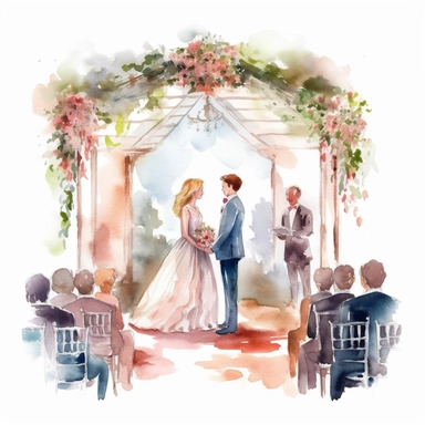 watercolor clipart of a wedding ceremony