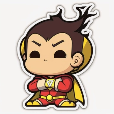 shazam from dc comics kawaii sticker, cute clipart