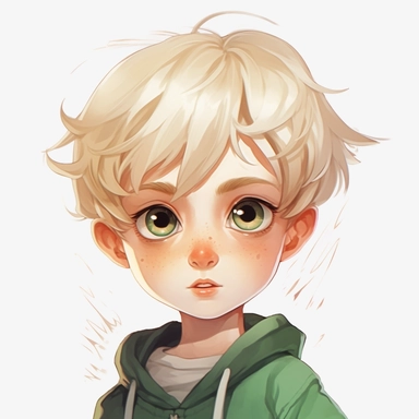 cute little boy, blond hair, green eyes, face, portrait, different expressions, clipart, high resolution