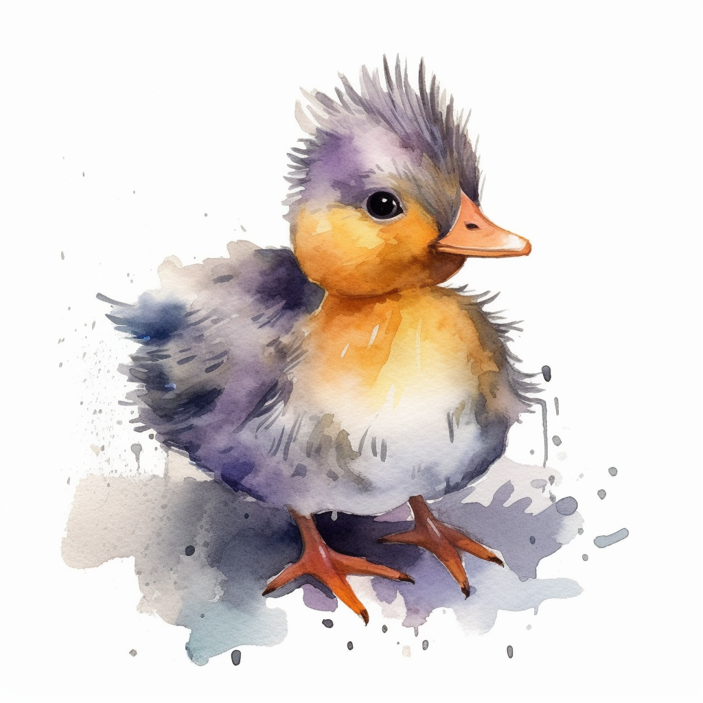 an adorable Duck in the style of watercolour clipart with detailed ...