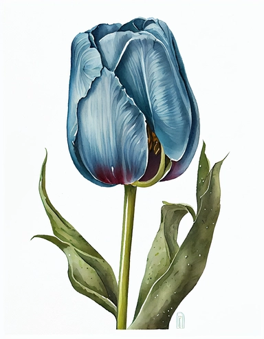 detailed watercolorart large garden blue tulip bulb no leaves , isolated on white background, realistic, clipart