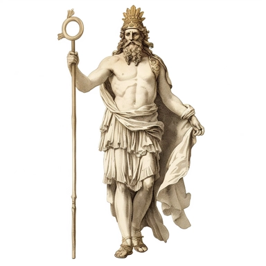 1 image of a greek mythological figure, vintage style, white background, clipart