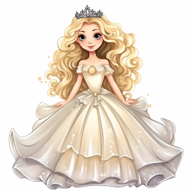 clipart, a fairytale princess, isolated on white background