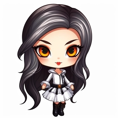 cute Monster High Chibi style girl, Halloween style, white background,clipart watercolor illustration, single object, high definition, white background for removing background