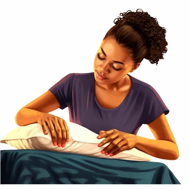 illustration clipart of latina african american woman laying on a massage table getting a massage, hyperrealistic, white background
