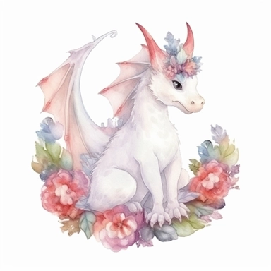a cute WATERCOLOR dragon mum, WATERCOLOR clipart, isolated white background 8k