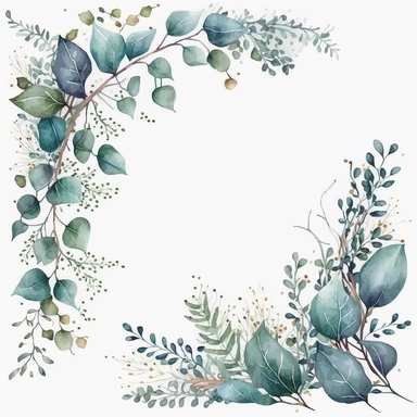 watercolor eucalyptus corner border clipart. edges and corners, Greenery frame