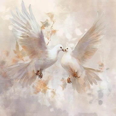 wedding watercolor graphics, subtle neutral pastel tones, sparklecore, embossed paper, Design an enchanting wedding clipart showcasing graceful doves, symbolizing love and unity, with their wings spread wide in a gentle flight, capturing the spirit of peace and eternal devotion, candid, multi-layered