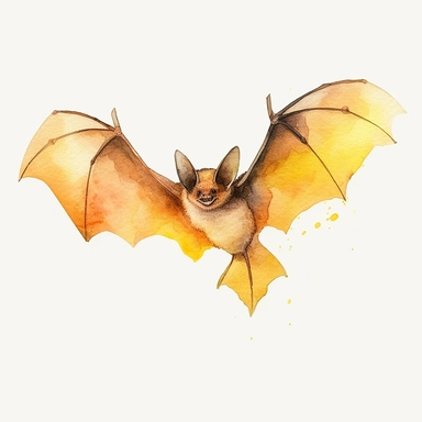 watercolor art of halloween bat, in the style of realistic and hyper-detailed renderings, sketchfab, ahmed morsi, realistic watercolor paintings, use of common materials, handcrafted designs clipart yellow and green with background removed
