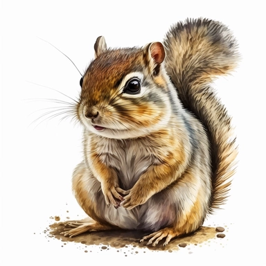 cute chipmunk cub full body watercolor clipart realistic