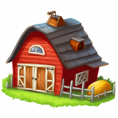 farm barn clipart 3x2 barn, in the style of animated gifs, xbox 360 graphics,in the style of light amber and amber, animated gifs, manticore,in the style of ken sugimori,cartoon,painting