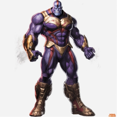 a single clipart image png graphic of a Comic V2 Vibrant Marvel Avenger Superhero Thanos Whole Body Pose