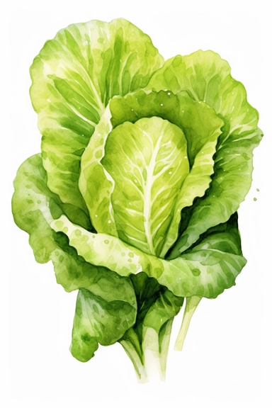 lettuce watercolor clipart cute isolated on white background