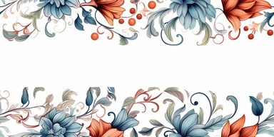 a doodle border for winter floral, cute, fantasy, watercolor, clip art style
