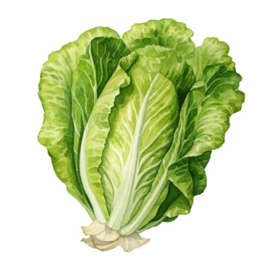 watercolor clipart, romaine lettuce, highly detailed, realistic