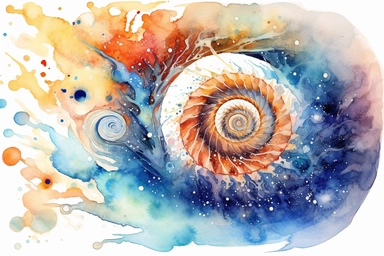 Watercolor, Craft a fossil tidal stream galaxy, featuring a tidal stream of stars resulting from a merger event clipart, hd, on a white background, spaced out