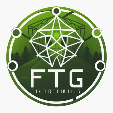 FTG, logo, ecological, cyber, green, connectivity, cartoon, clipart, symmetric, white background