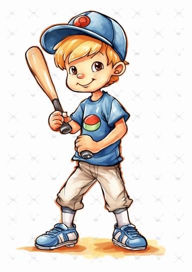 baseball cartoon boy with a bat and baseball clipart, hd png download, in the style of gabriele münter, striped, e. h. shepard, light blue and silver, grid-based, commission for