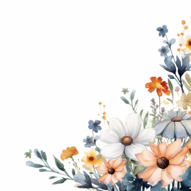 Watercolor Floral Border Clipart with Transparent Background Illustration Flowers Botanical Nature white background