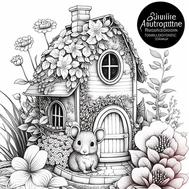 free printable mouse house coloring pages clipart hd clipart black and white download, in the style of whimsical dreamscapes, monochromatic serenity, cottagepunk, meticulous design, tranquil gardenscapes, charming characters, tattoo-inspired