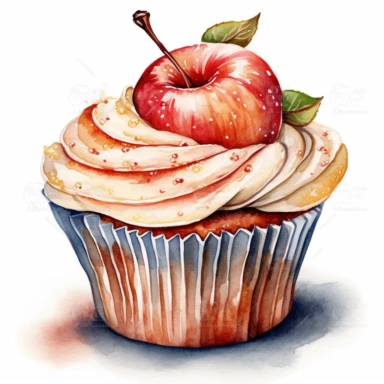 An intricately detailed watercolor clipart illustration displaying an ultra-realistic [specific design idea, like  cupcakes decorated with apple ], isolated on a white background, in the style of ultra-detailed watercolor clipart illustrations, HDR watercolor clipart illustrations, 32K watercolor clipart illustrations, hyperrealistic watercolor clipart illustrations, ultra-intricate watercolor clipart illustrations, high-resolution watercolor clipart illustrations, high-definition watercolor cli