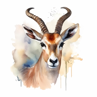Antelope, watercolor clipart, white background