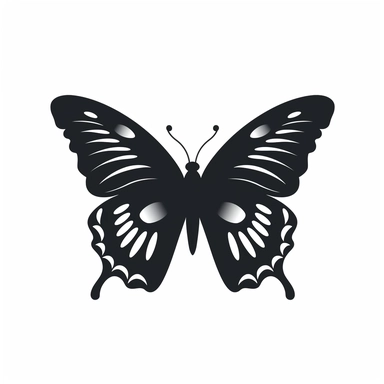 butterfly nature black silhouette vector flat simple identification symbol white backround white background minimalistic clipart png svg