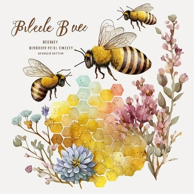 watercolor clip art bee honey comb flowers bee hive watercolor