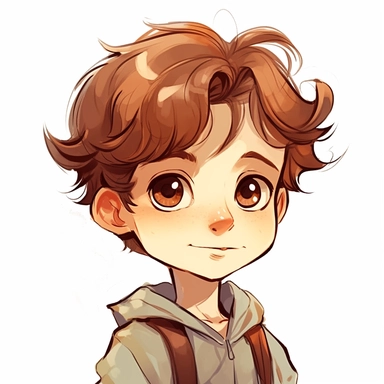 cartoon, clipart, stock photography, white background, vector, little boy with brown hair, portrait ,