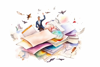 header index banner image for an photographer and lawyer, many papers and documents, what would be liked by photographers, clipart 2D, watercolor style, white border, white background, happy emotions