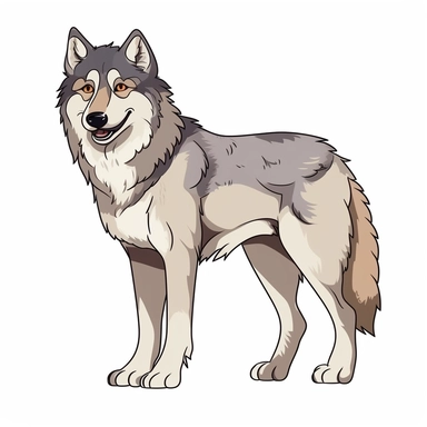 a cute realistic wolf with neutral colors, clipart style, cartoon, ar 2:3 , seed 2679078533