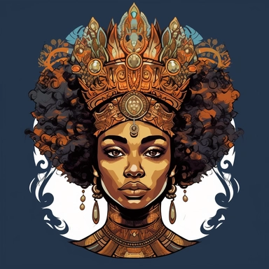 eCreate handsomel African American black melanin crowned queen artwork for book novel designs and digital art prints for T shirt mockup designs, prompts, stickers, clipart, coloring pages, patterns, backgrounds, wall art home decor, backdrops, wallpaper,