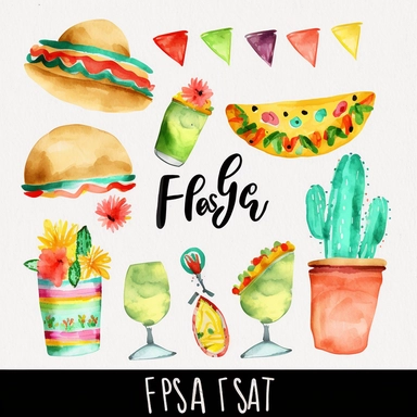 Fiesta clip art - Taco Clip Art - Cinco De Mayo Clip Art - Watercolor clip art