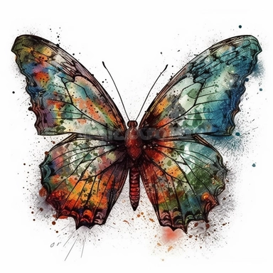 butterfly illustration, detailed, vivid color, beautiful, clipart, isolated on white background, magical, mystical
