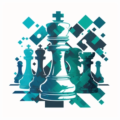 competitive intelligence clipart in midnight blue and teal, on a plain white background high